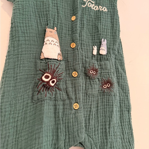 My Neighbor Totoro Green Embroidered Button Romper | 9m studio Ghibli BoxLunch - Picture 3 of 3